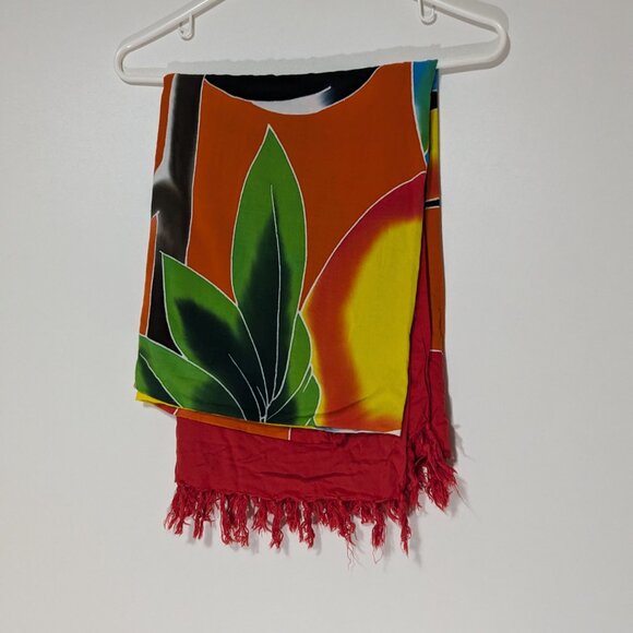 *3/$10* Pura Vida Tropical Bright Sarong with Toucan Images Orange Yellow Green - Picture 2 of 3